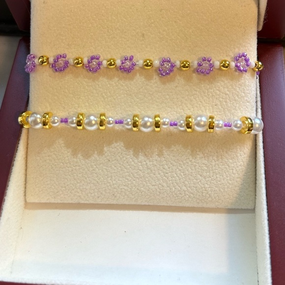 Two Handmade Flower Bead Bracelet - Picture 2 of 4